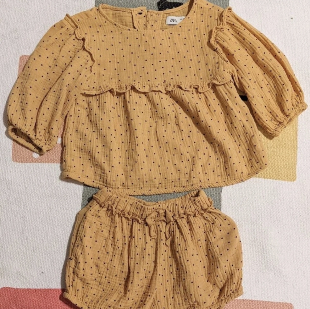 Zara baby girl cotton muslin blouse & bloomers set